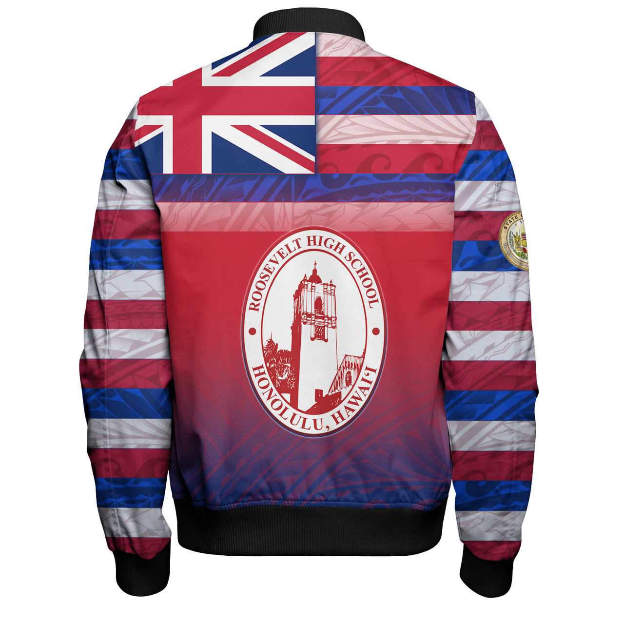 Hawaii President Theodore Roosevelt High School Bomber Jacket Flag Color With Traditional Patterns