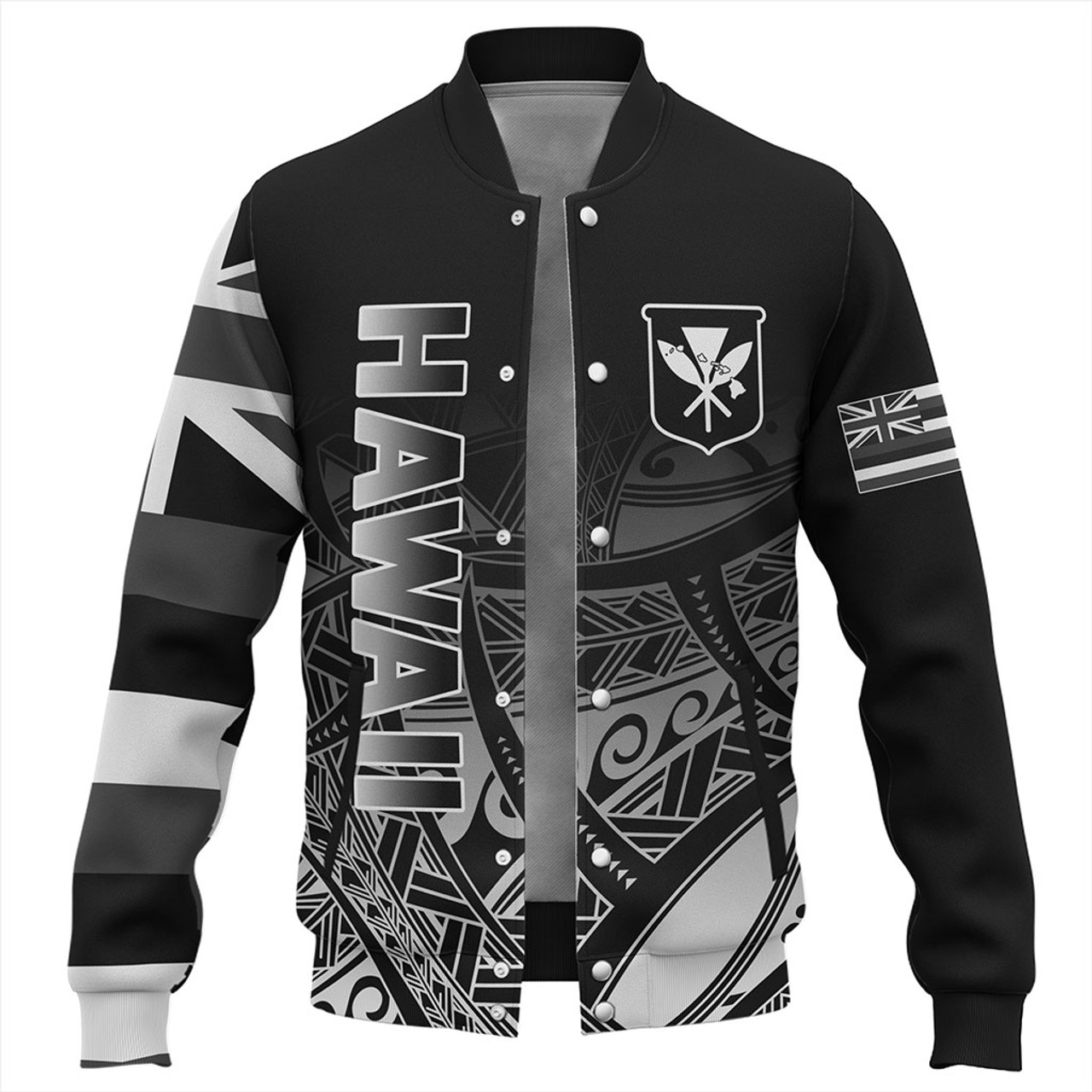 Hawaii Baseball Jacket Kanaka Tribal Style Gradient