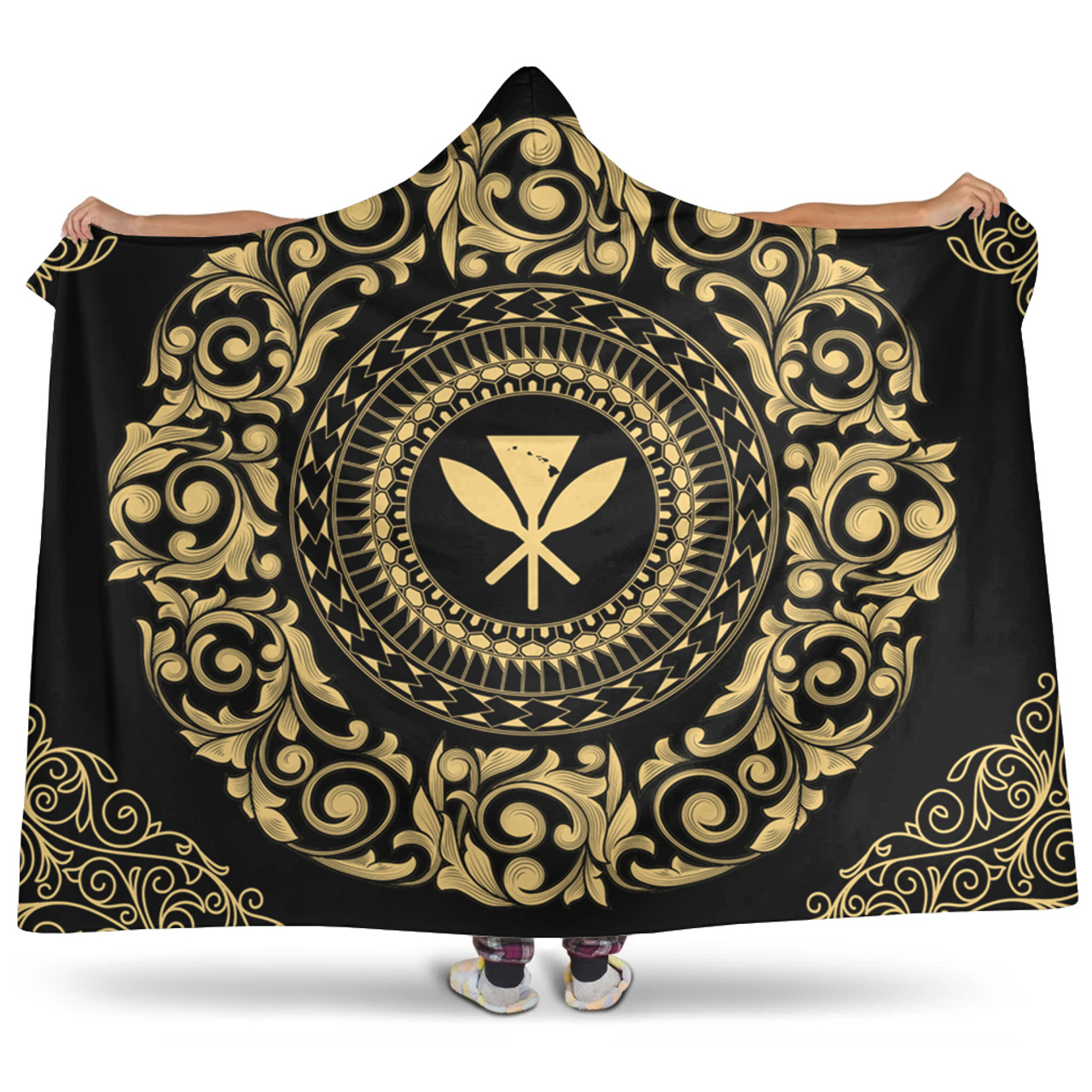 Hawaii Hooded Blanket Kanaka Maoli Royal Vintage Style