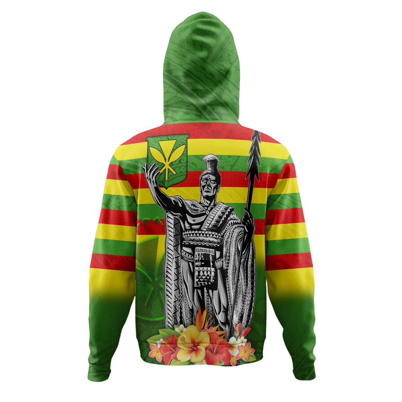 Hawaii Hoodie Hawaii King With Flag Color With Traditional Patterns