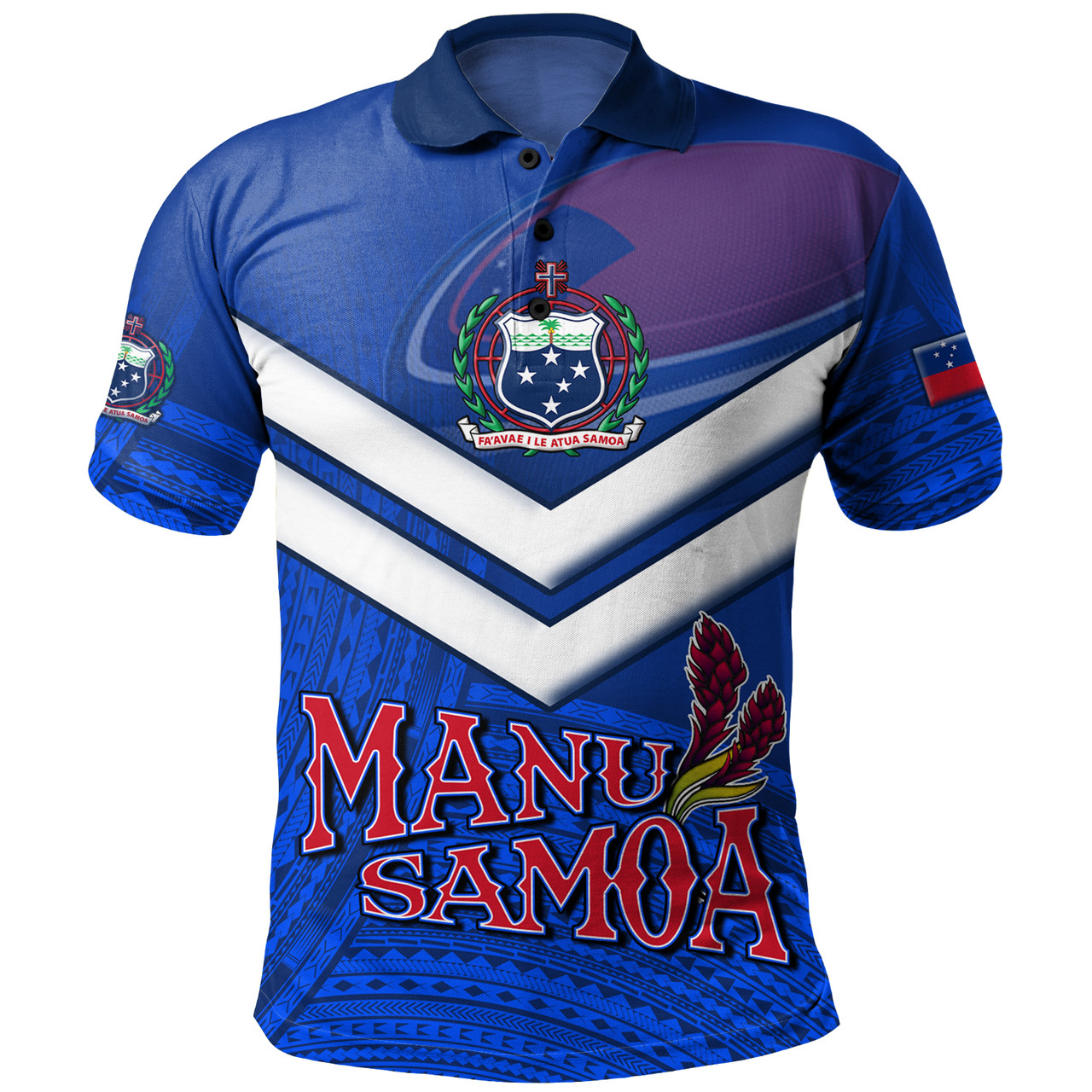 Samoa Polo Shirt Samoa Tradition Patterns With Rugby Ball