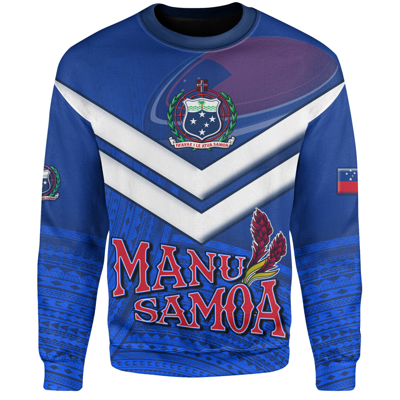 Samoa Sweatshirt Samoa Tradition Patterns With Rugby Ball