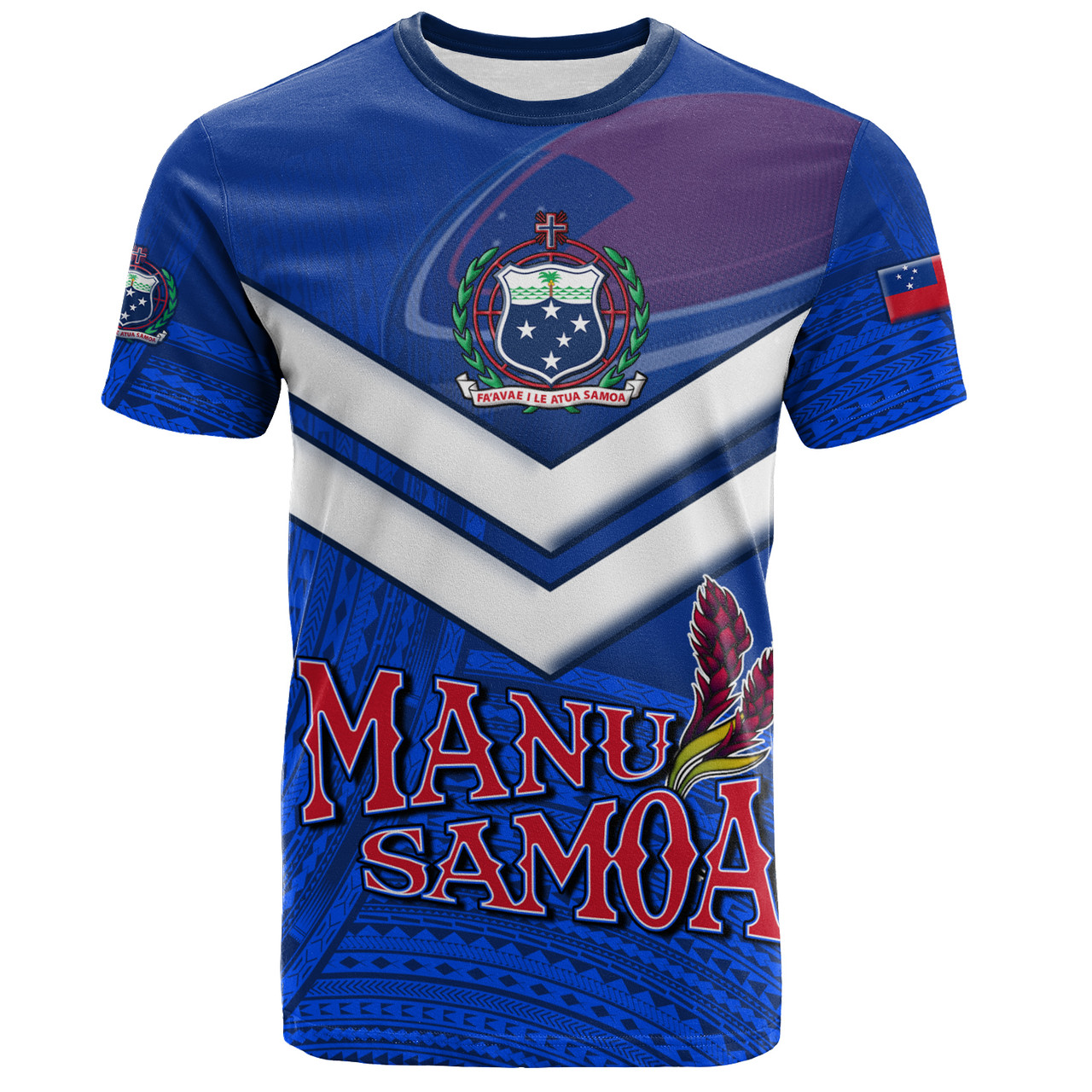 Samoa T-Shirt Samoa Tradition Patterns With Rugby Ball