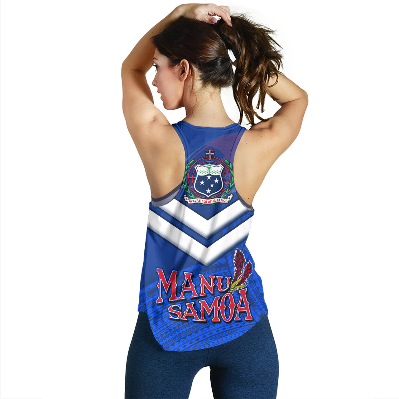 Samoa Women Tank Samoa Tradition Patterns With Rugby Ball