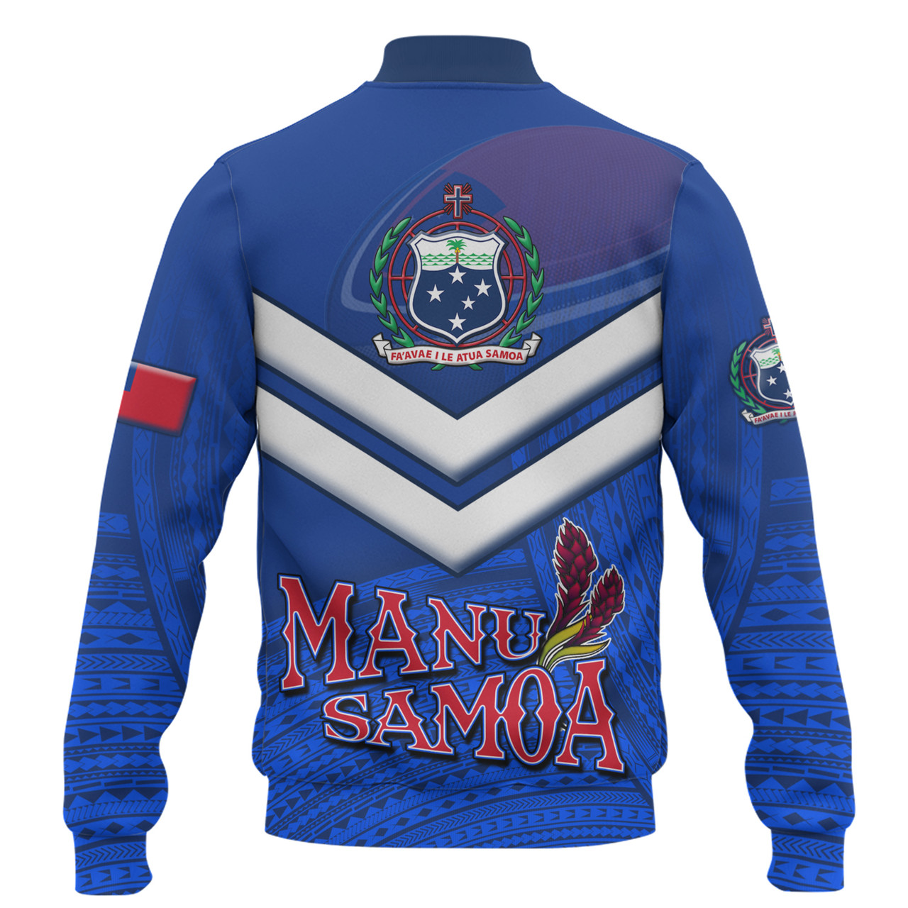 Samoa Baseball Jacket Samoa Tradition Patterns With Rugby Ball