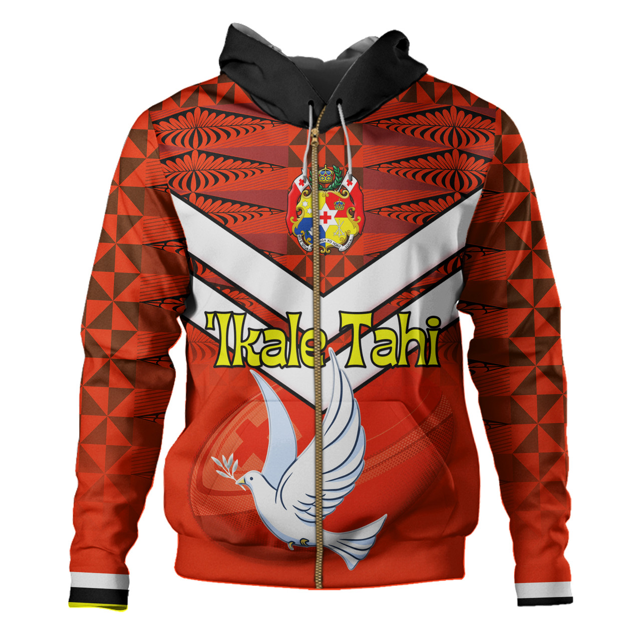 Tonga Hoodie Tonga Tradition Patterns With Rugby Ball