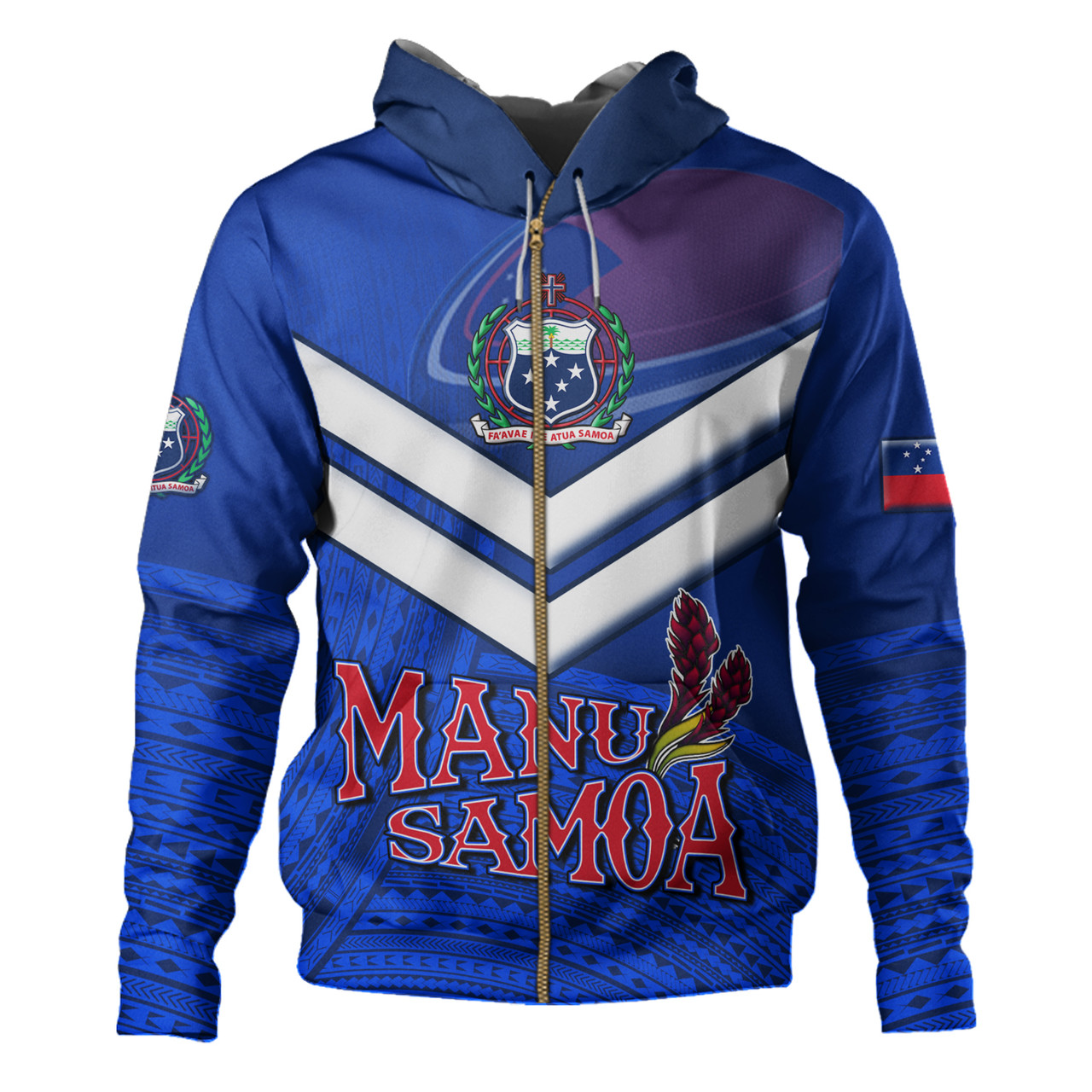 Samoa Hoodie Samoa Tradition Patterns With Rugby Ball