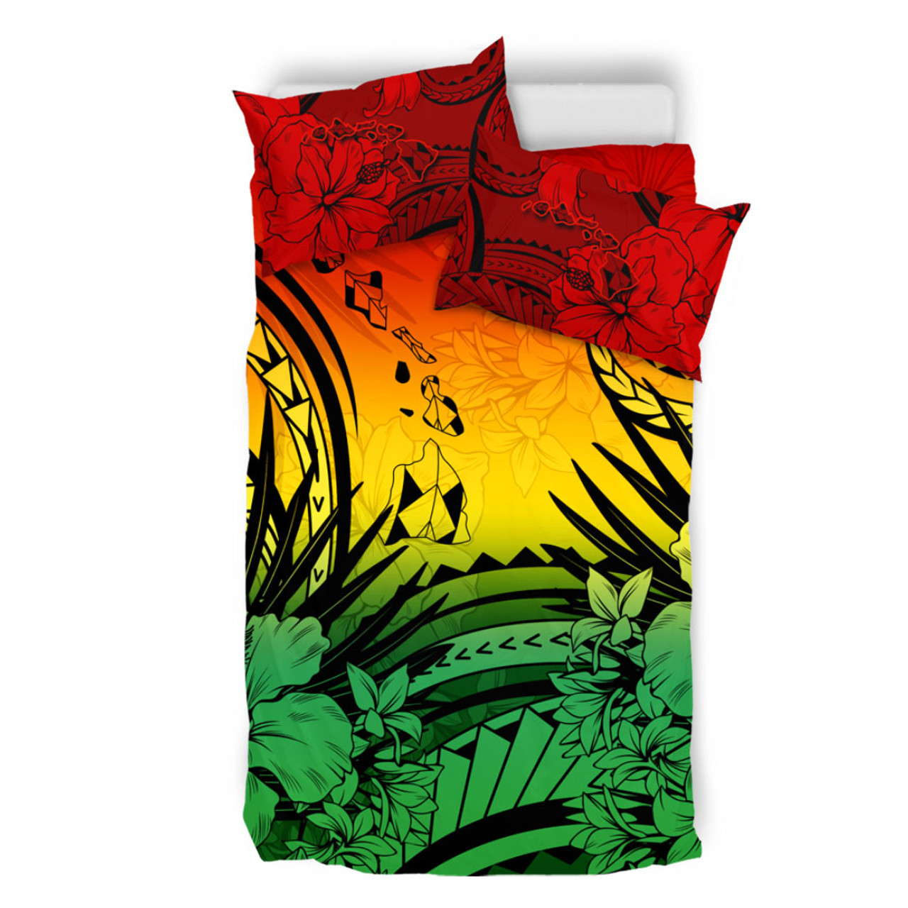 Hawaii Bedding Set Map Polynesian Tattoo Tropical Summer