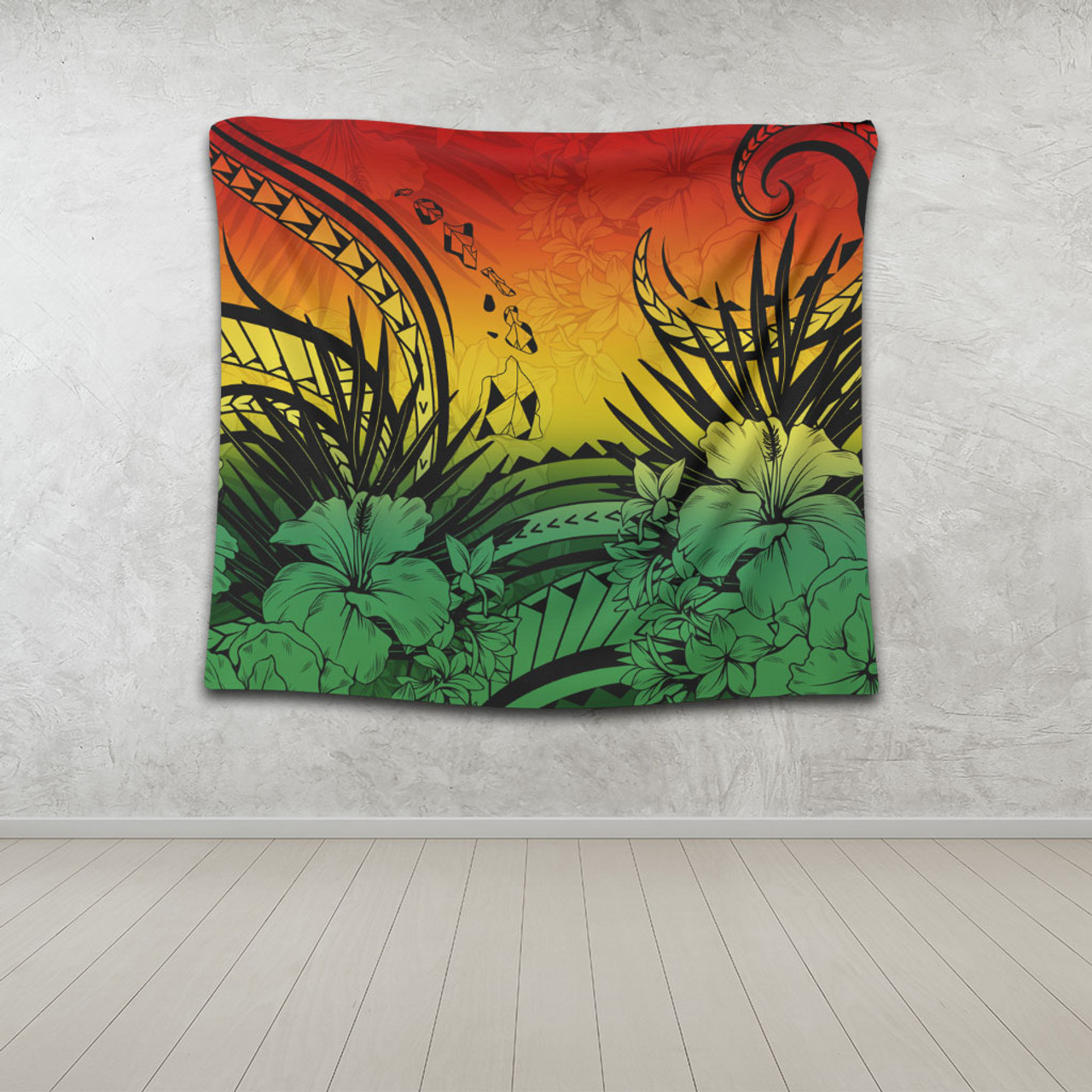 Hawaii Tapestry Map Polynesian Tattoo Tropical Summer