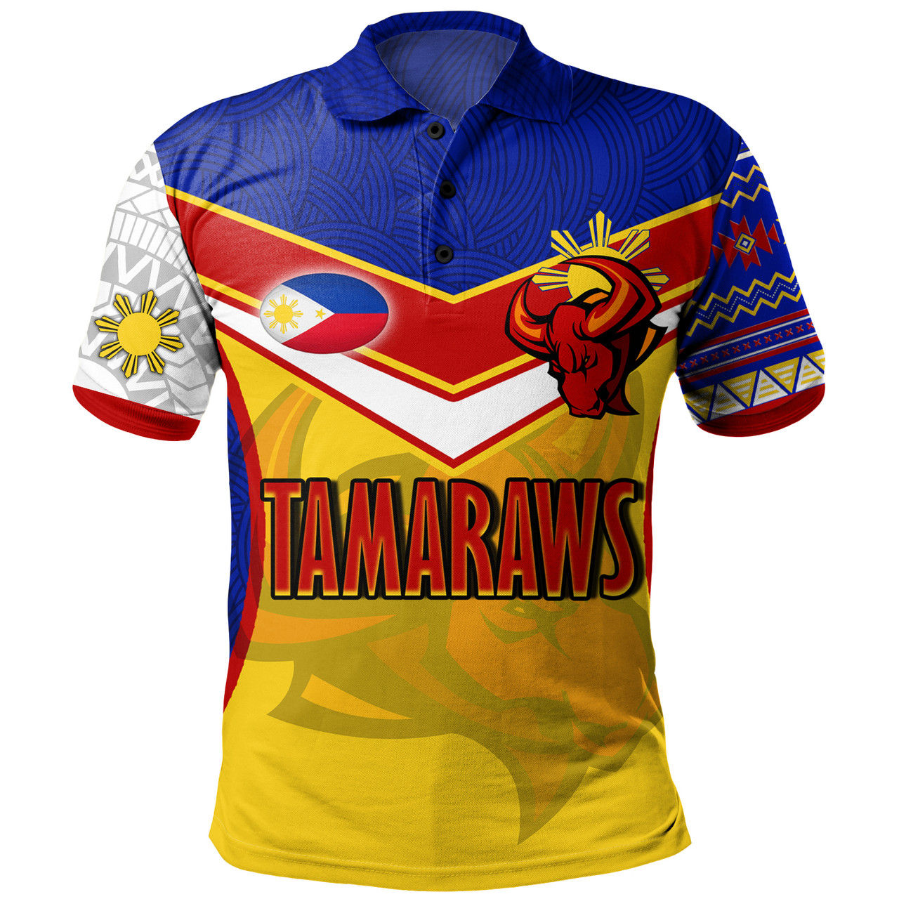 Philippines Filipinos Polo Shirt Tamaraws Mascot With Flag