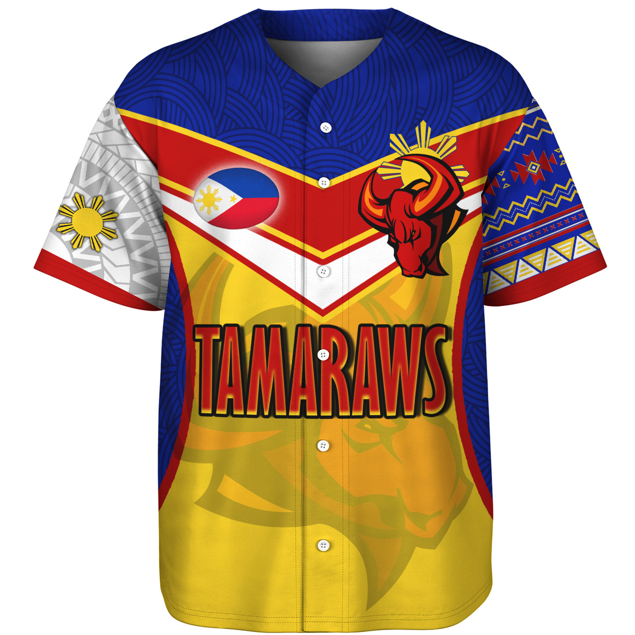 Philippines Filipinos Baseball Shirt Tamaraws Mascot With Flag
