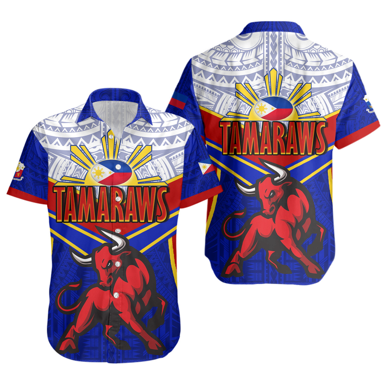 Philippines Filipinos Short Sleeve Shirt Tamaraws Mascot Sport Style