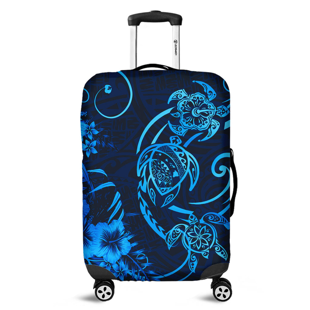 Hawaii Luggage Cover Hibiscus Flower And Map On The Back Turtle