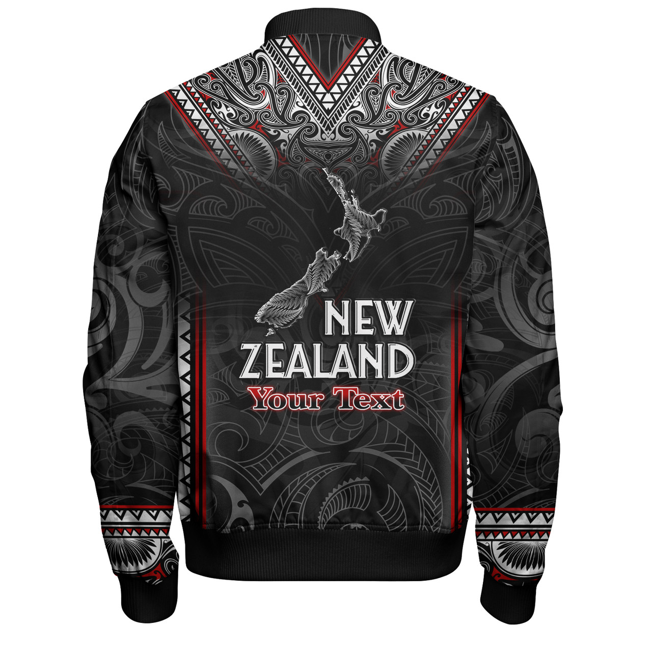 New Zealand Bomber Jacket Maori Patterns With Map Silver Fern