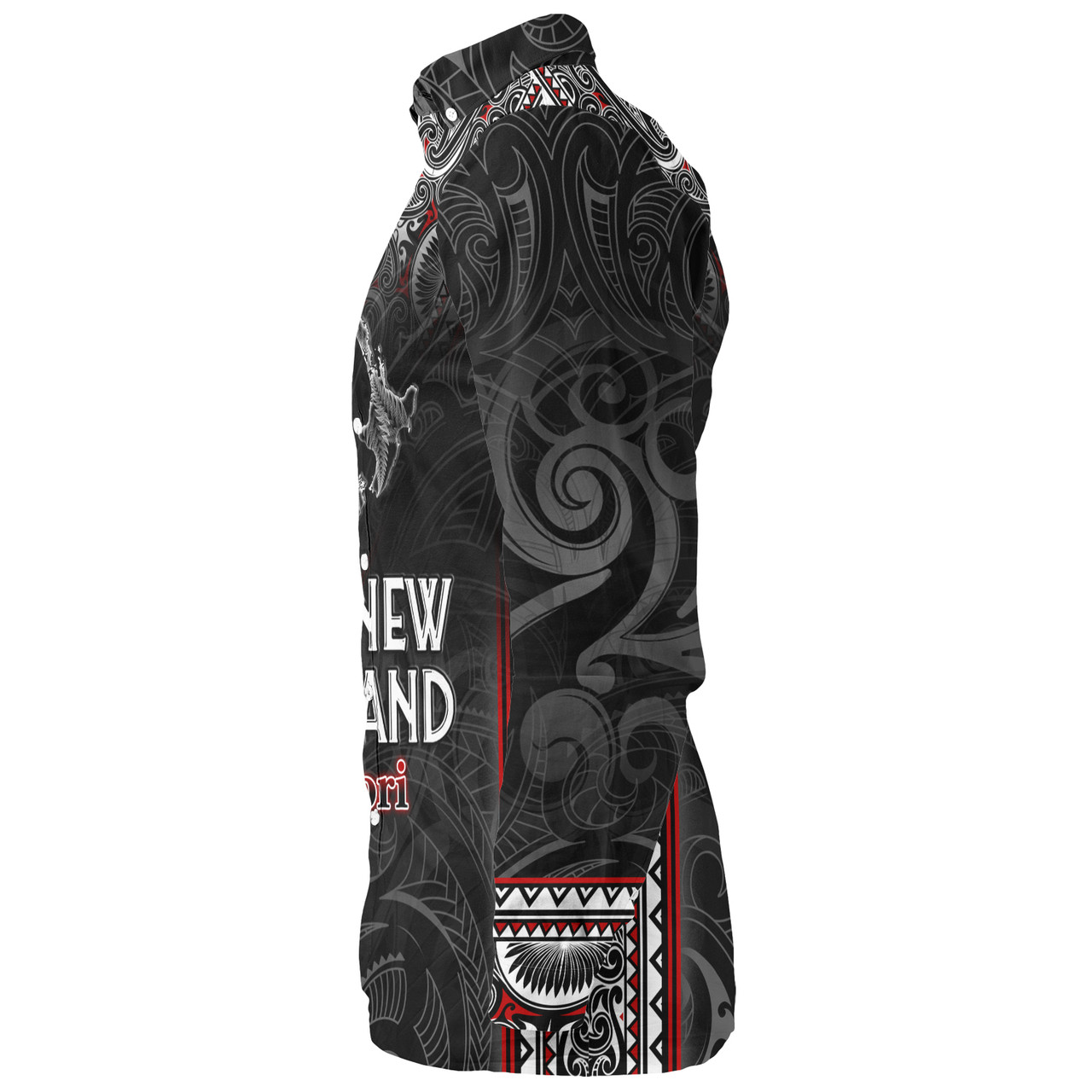 New Zealand Long Sleeve Shirt Maori Patterns With Map Silver Fern