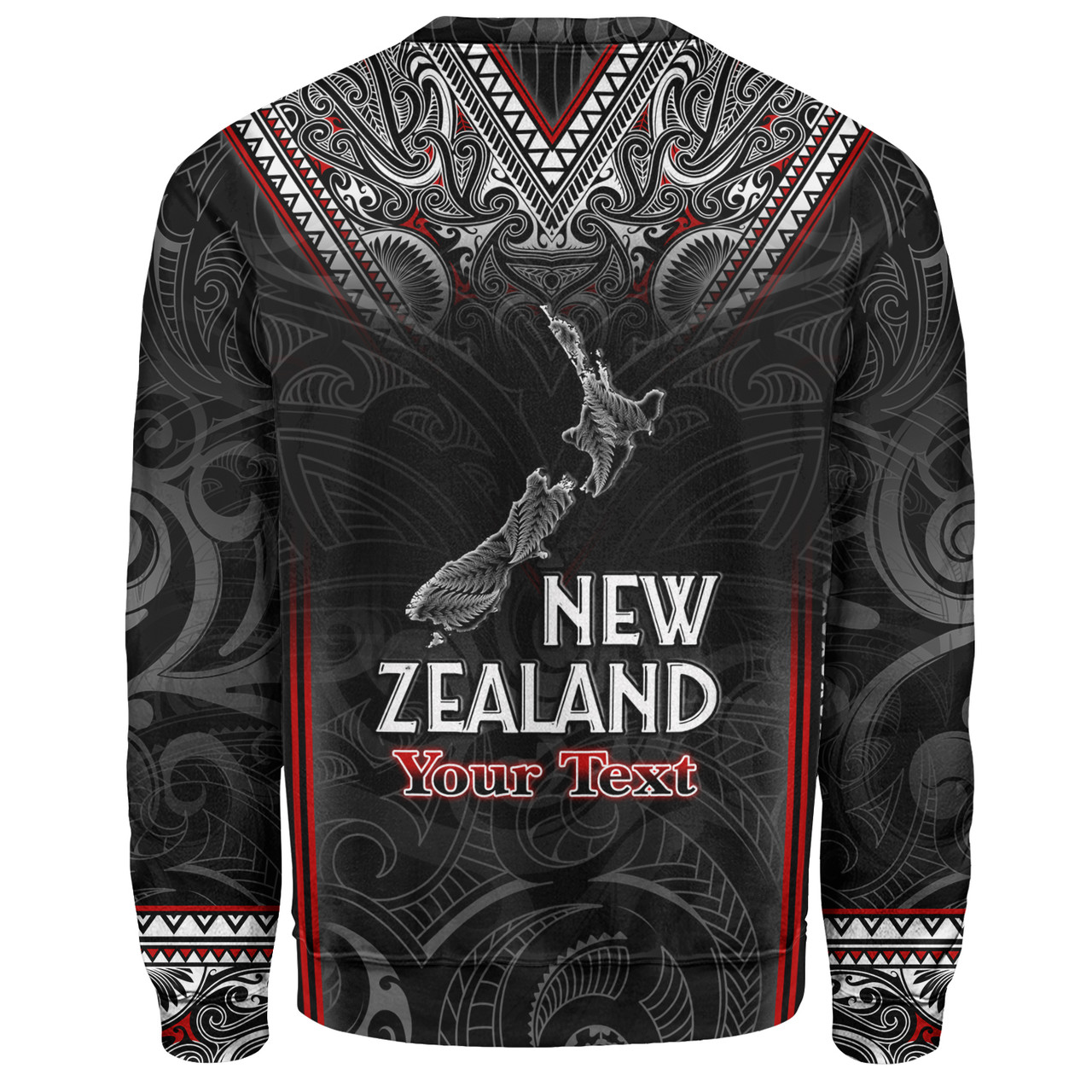 New Zealand Sweatshirt Maori Patterns With Map Silver Fern