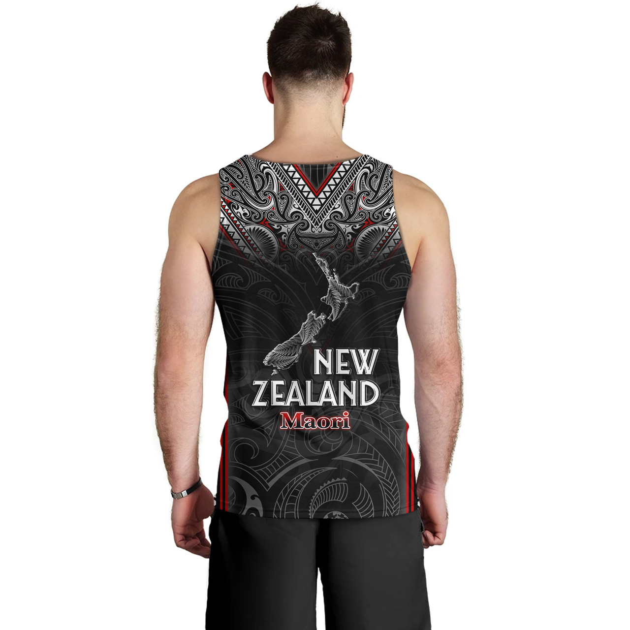 New Zealand Tank Top Maori Patterns With Map Silver Fern