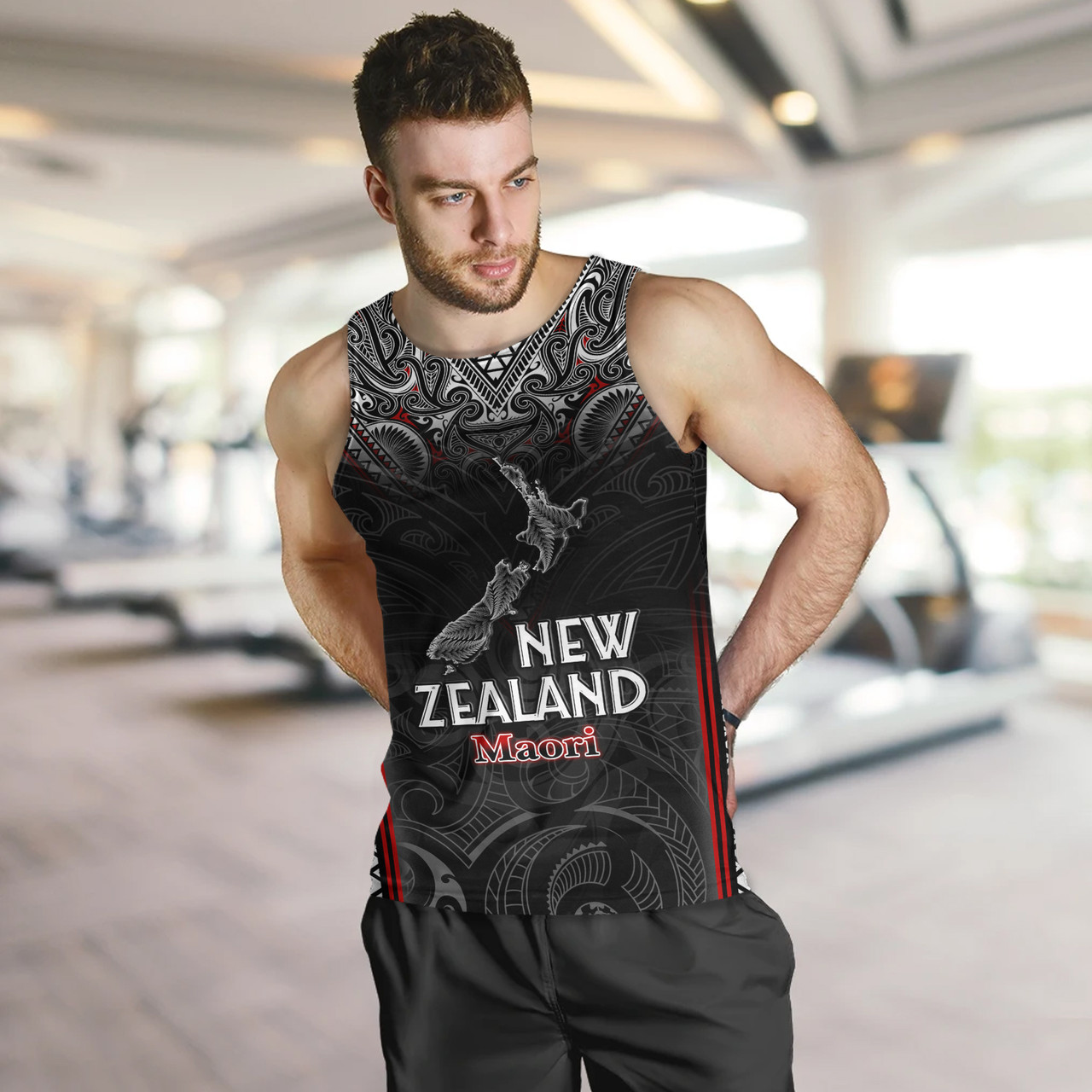 New Zealand Tank Top Maori Patterns With Map Silver Fern