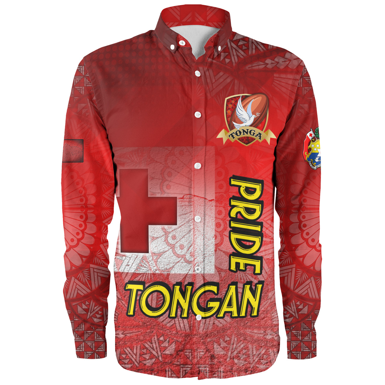 Tonga Custom Personalised Long Sleeve Shirt Tongan Flag Rugby Pride Style
