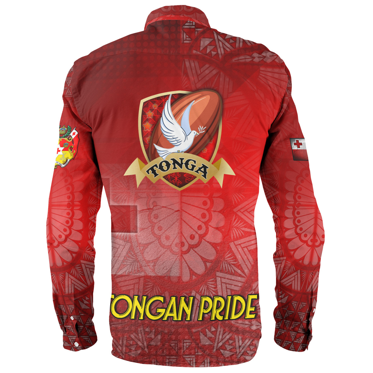 Tonga Custom Personalised Long Sleeve Shirt Tongan Flag Rugby Pride Style