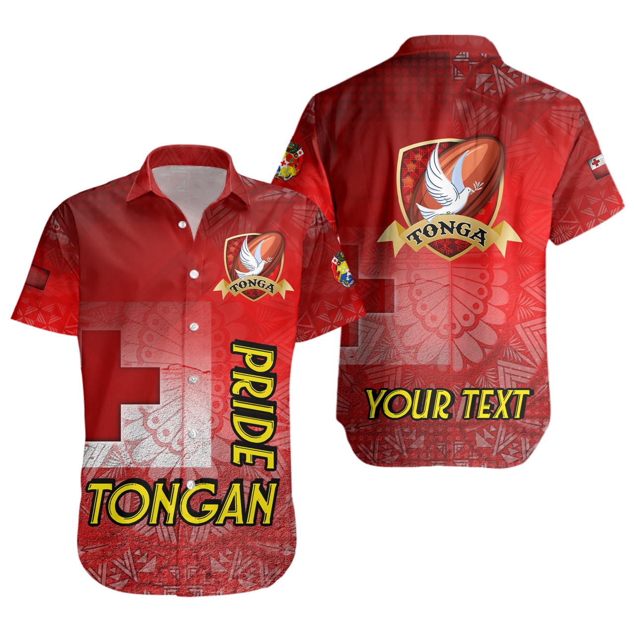 Tonga Custom Personalised Short Sleeve Shirt Tongan Flag Rugby Pride Style