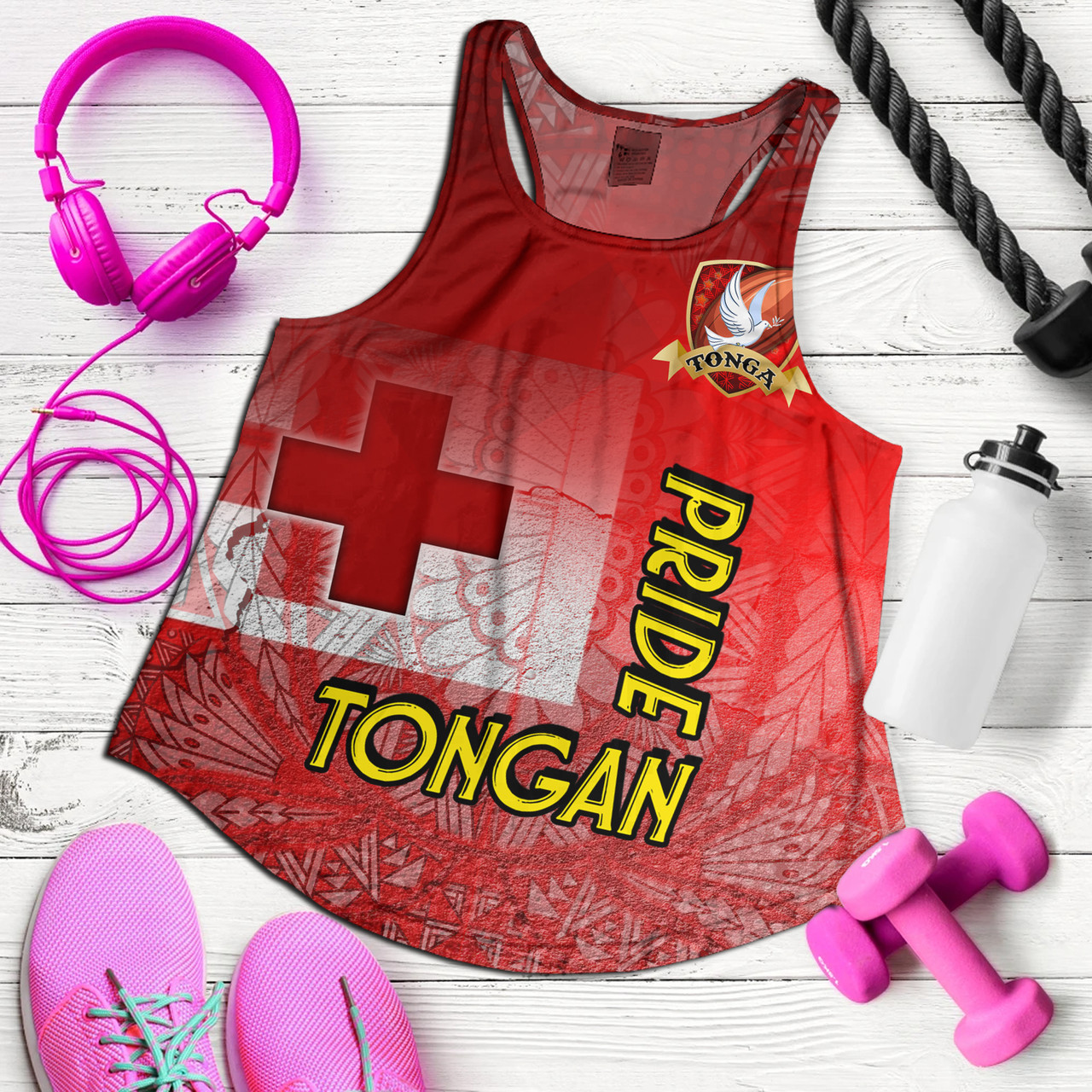 Tonga Custom Personalised Women Tank Tongan Flag Rugby Pride Style