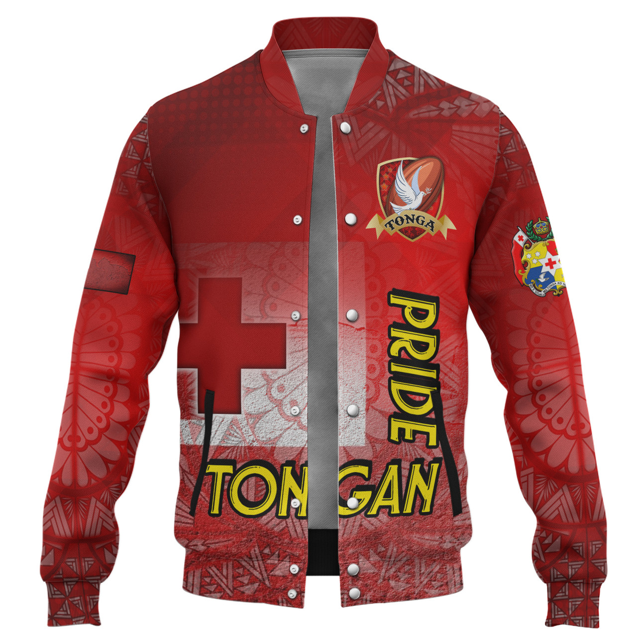 Tonga Custom Personalised Baseball Jacket Tongan Flag Rugby Pride Style