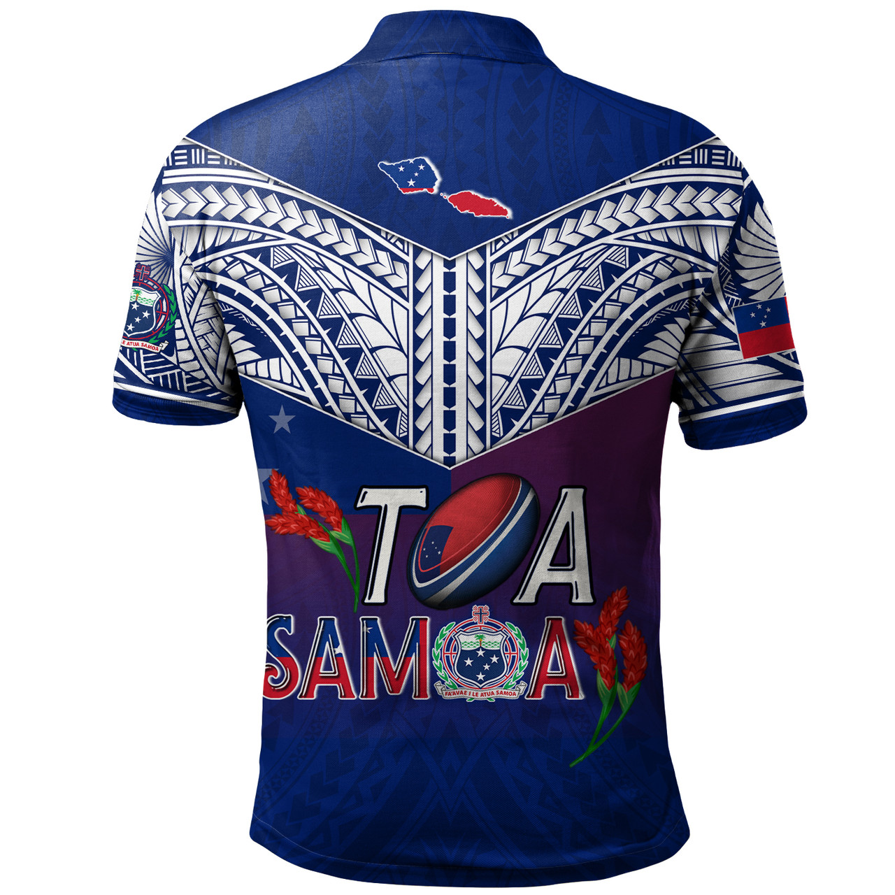 Samoa Custom Personalised Polo Shirt Toa Samoa Teuilia Flowers Style
