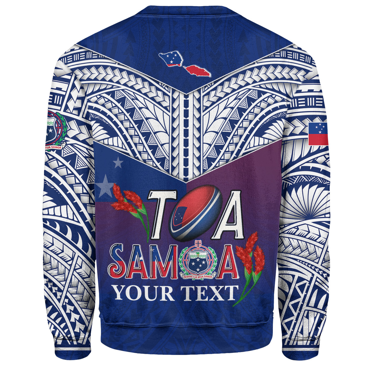Samoa Custom Personalised Sweatshirt Toa Samoa Teuilia Flowers Style