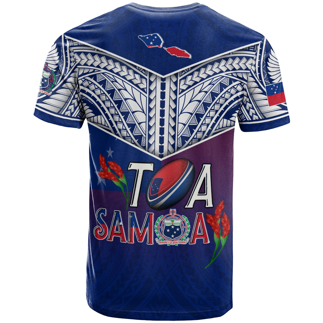 Samoa Custom Personalised T-Shirt Toa Samoa Teuilia Flowers Style