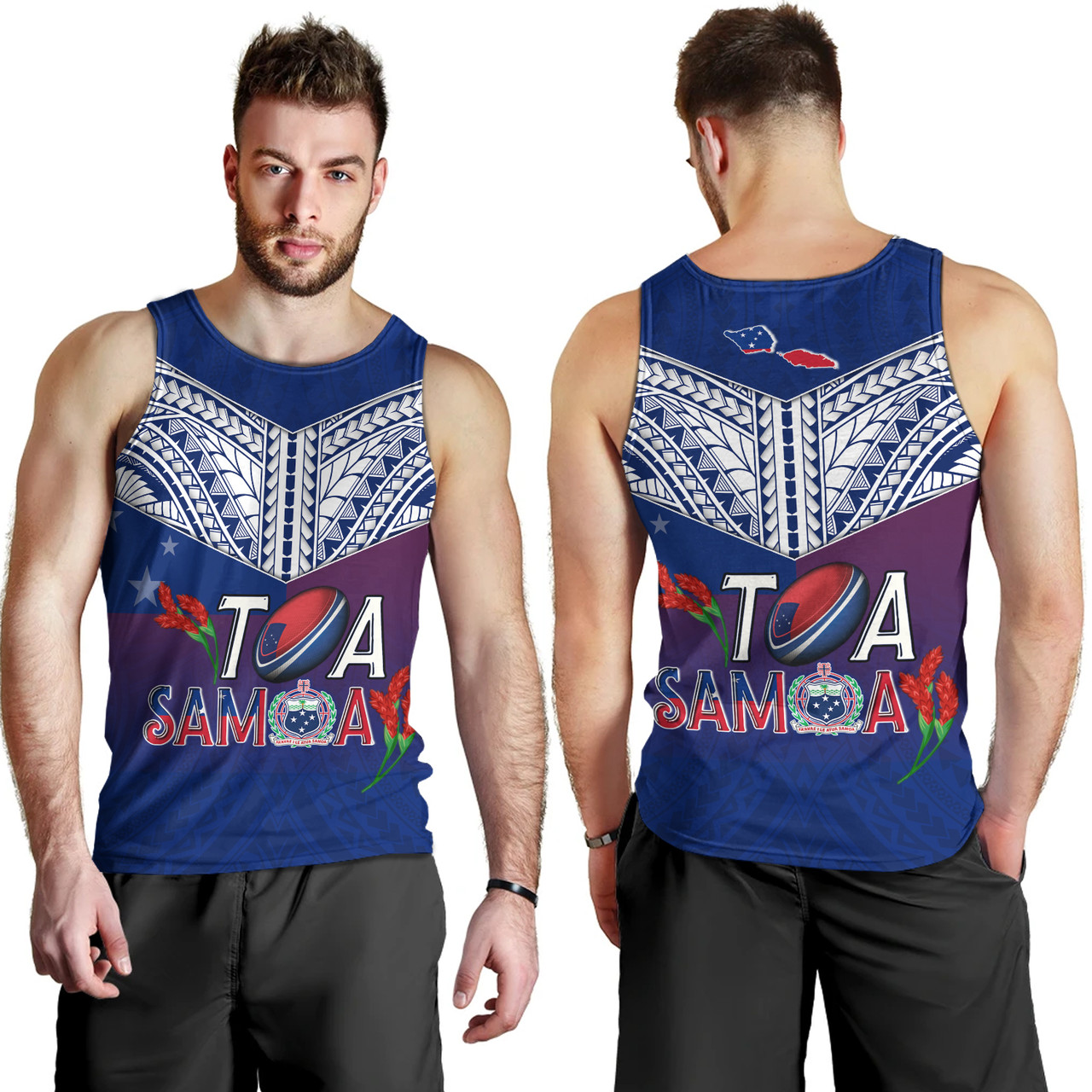 Samoa Custom Personalised Tank Top Toa Samoa Teuilia Flowers Style