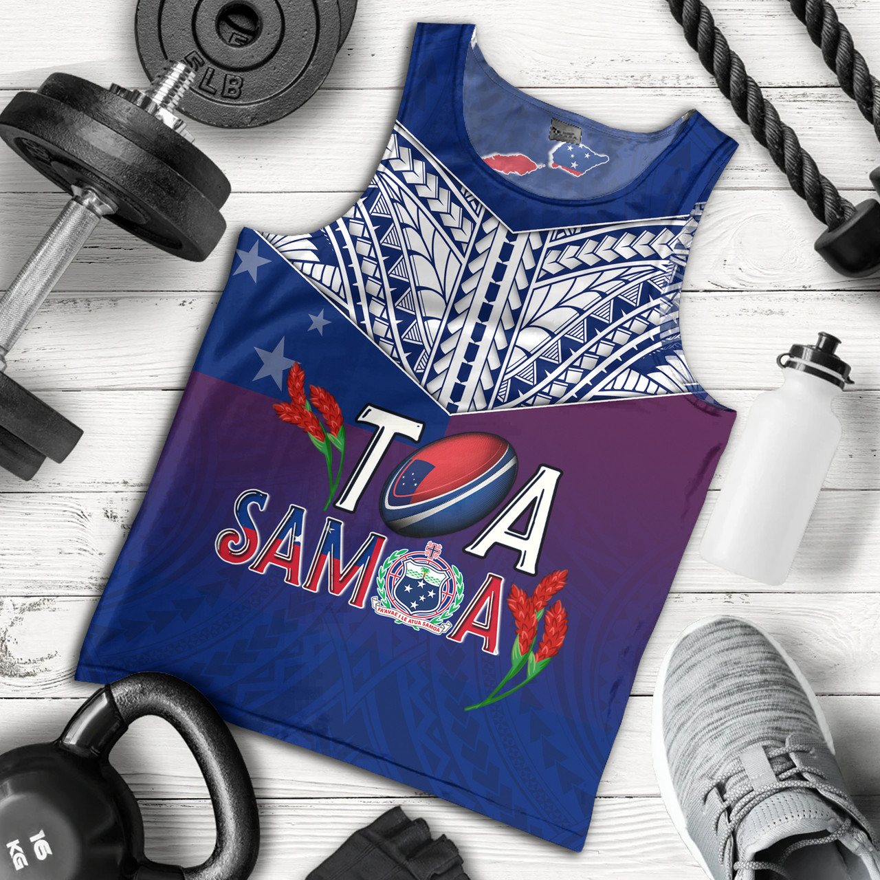 Samoa Custom Personalised Tank Top Toa Samoa Teuilia Flowers Style