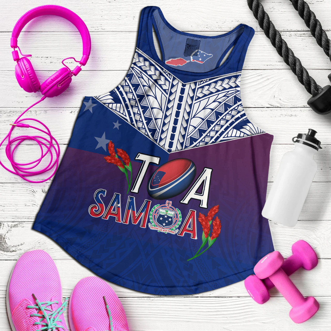 Samoa Custom Personalised Women Tank Toa Samoa Teuilia Flowers Style