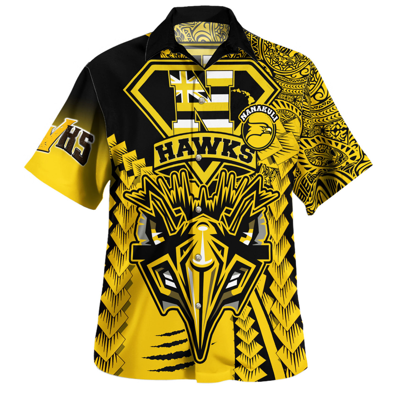 Hawaii Hawaiian Shirt Custom Nanakuli High and Intermediate School Home of the Golden Hawks Polynesian Style