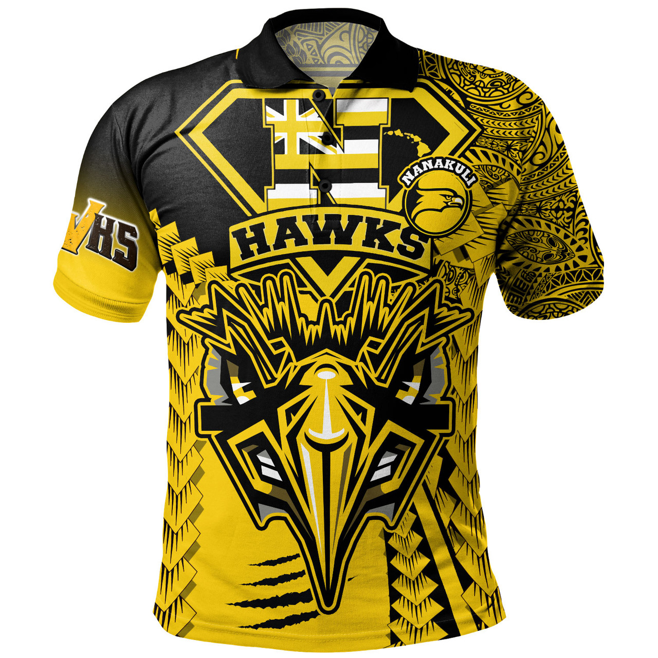 Hawaii Polo Shirt Custom Nanakuli High and Intermediate School Home of the Golden Hawks Polynesian Style