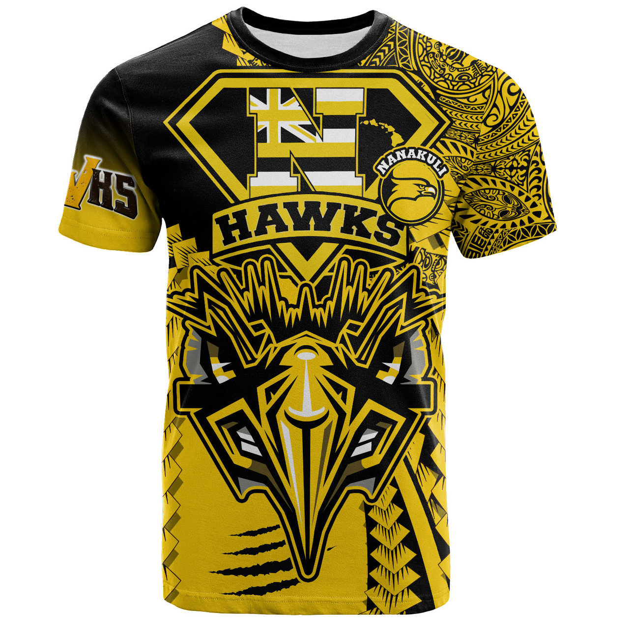 Hawaii T-Shirt Custom Nanakuli High and Intermediate School Home of the Golden Hawks Polynesian Style