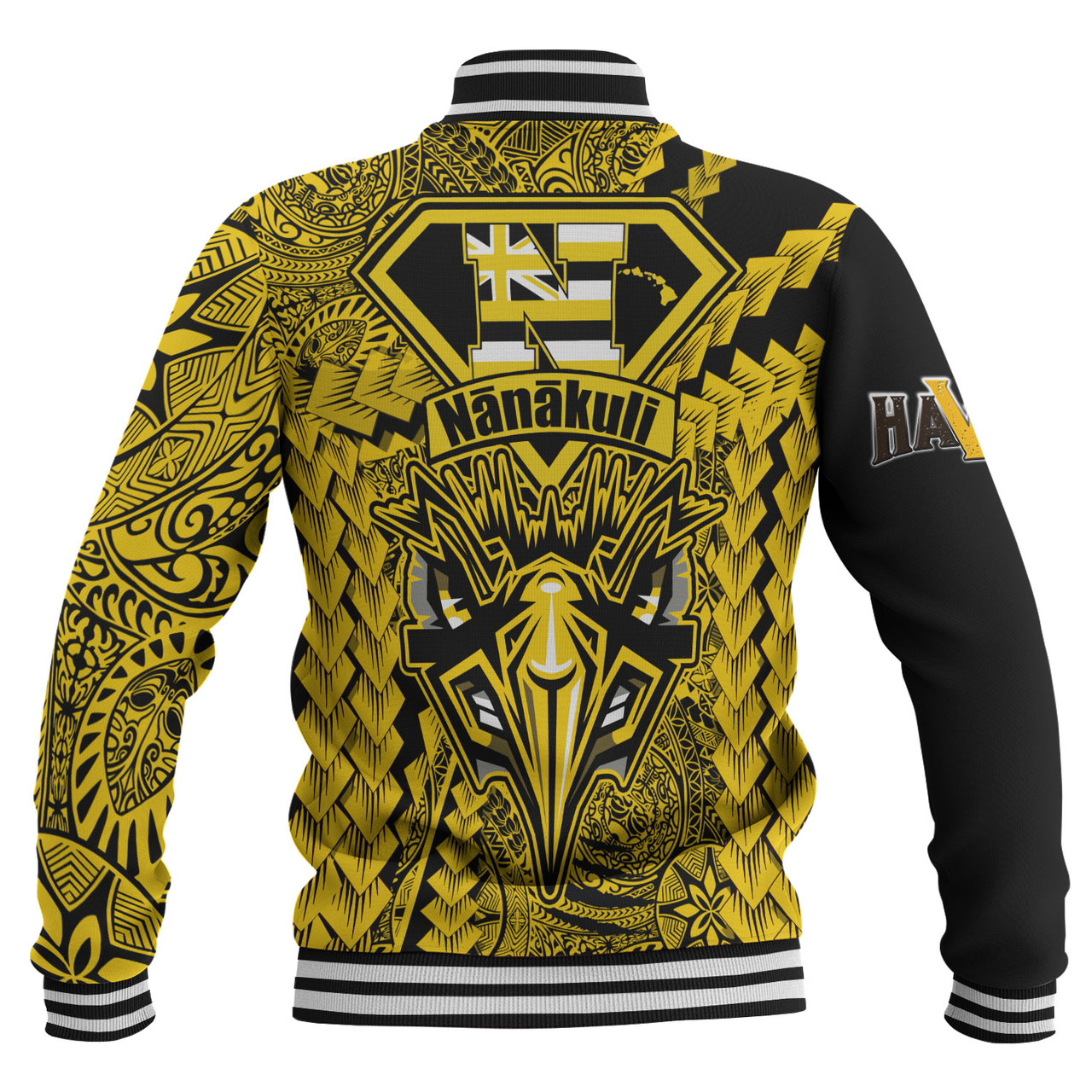 Hawaii Baseball Jacket Custom Nanakuli High and Intermediate School Home of the Golden Hawks Polynesian Style