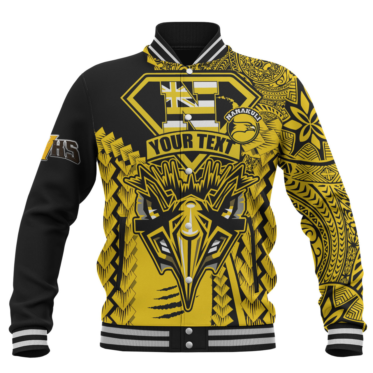 Hawaii Baseball Jacket Custom Nanakuli High and Intermediate School Home of the Golden Hawks Polynesian Style