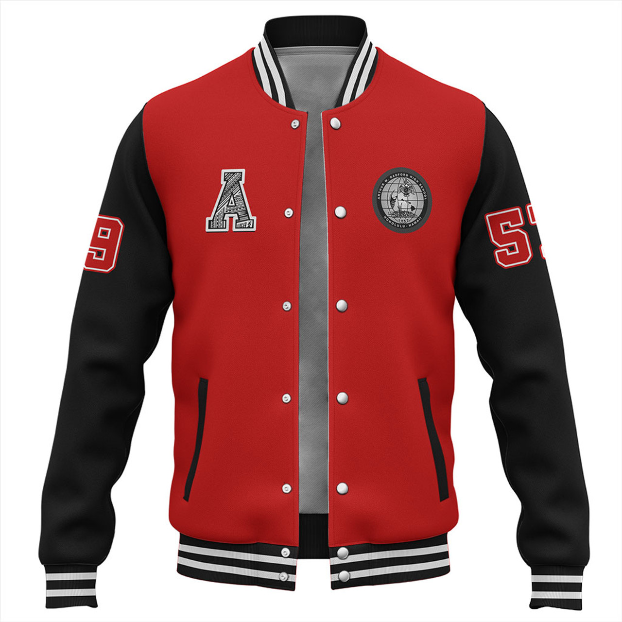 Hawaii Baseball Jacket Admiral Arthur W. Radford High School Polynesian Letters Style