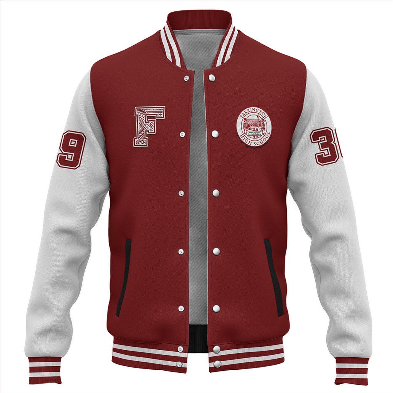 Hawaii Baseball Jacket Farrington High School Polynesian Letters Style