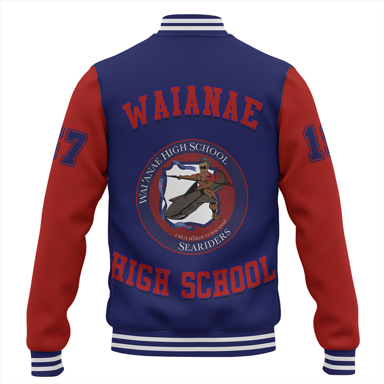 Hawaii Baseball Jacket Waianae High School Polynesian Letters Style