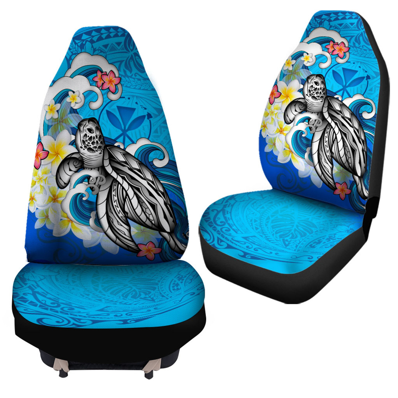 Hawaii Car Seat Covers Turtle With Plumeria Flowers