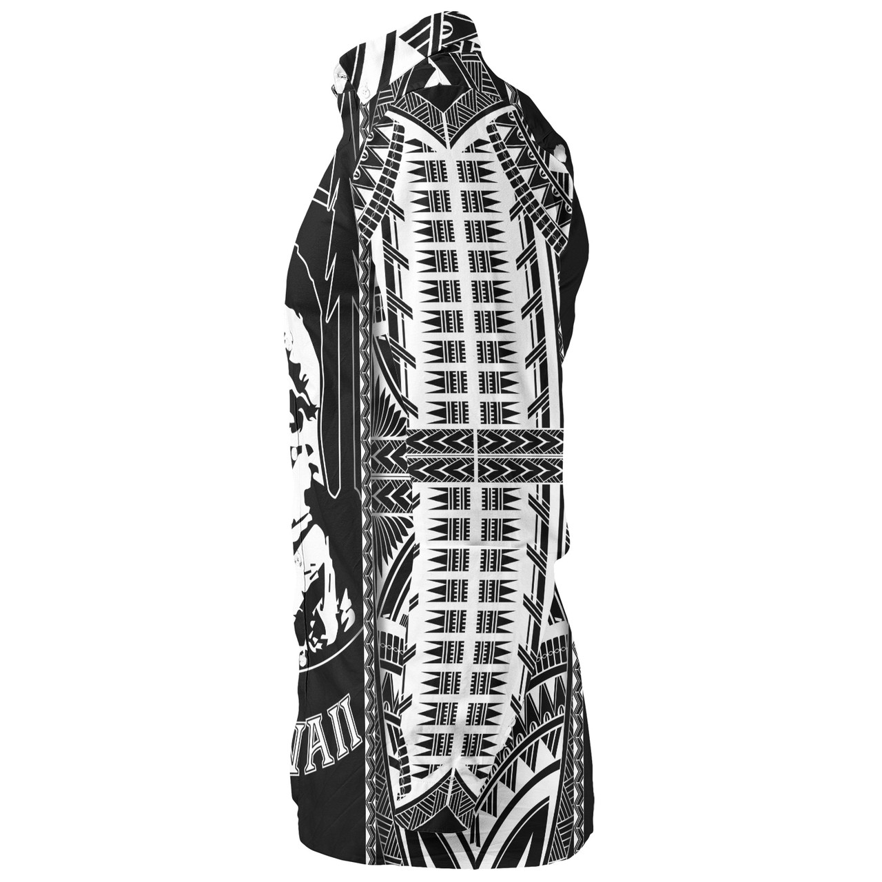 Hawaii Custom Personalised Long Sleeve Shirt King Kamekameha Black and White Polynesian