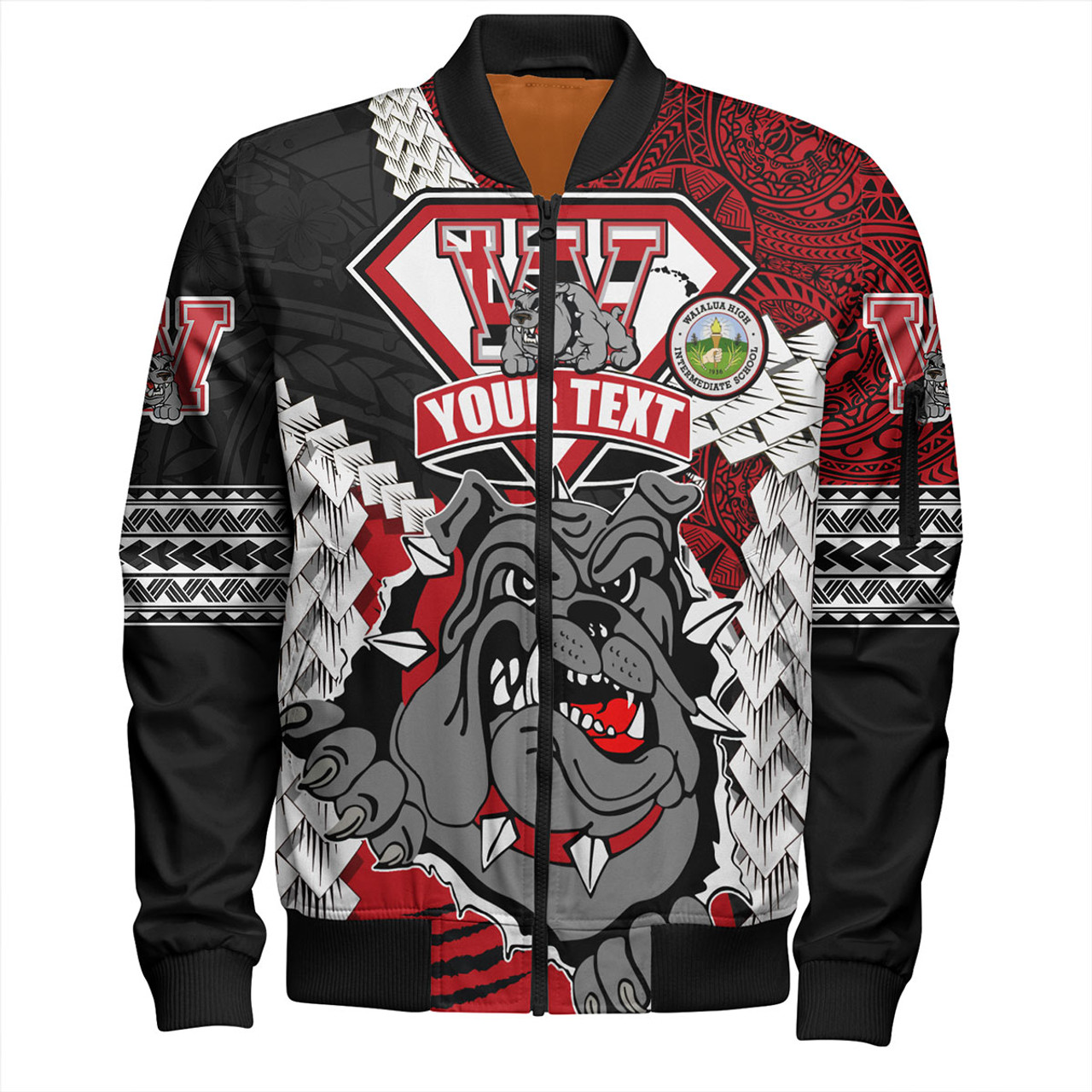 Hawaii Bomber Jacket Custom Waialua High & Intermediate School Bulldogs Pride Polynesian Style