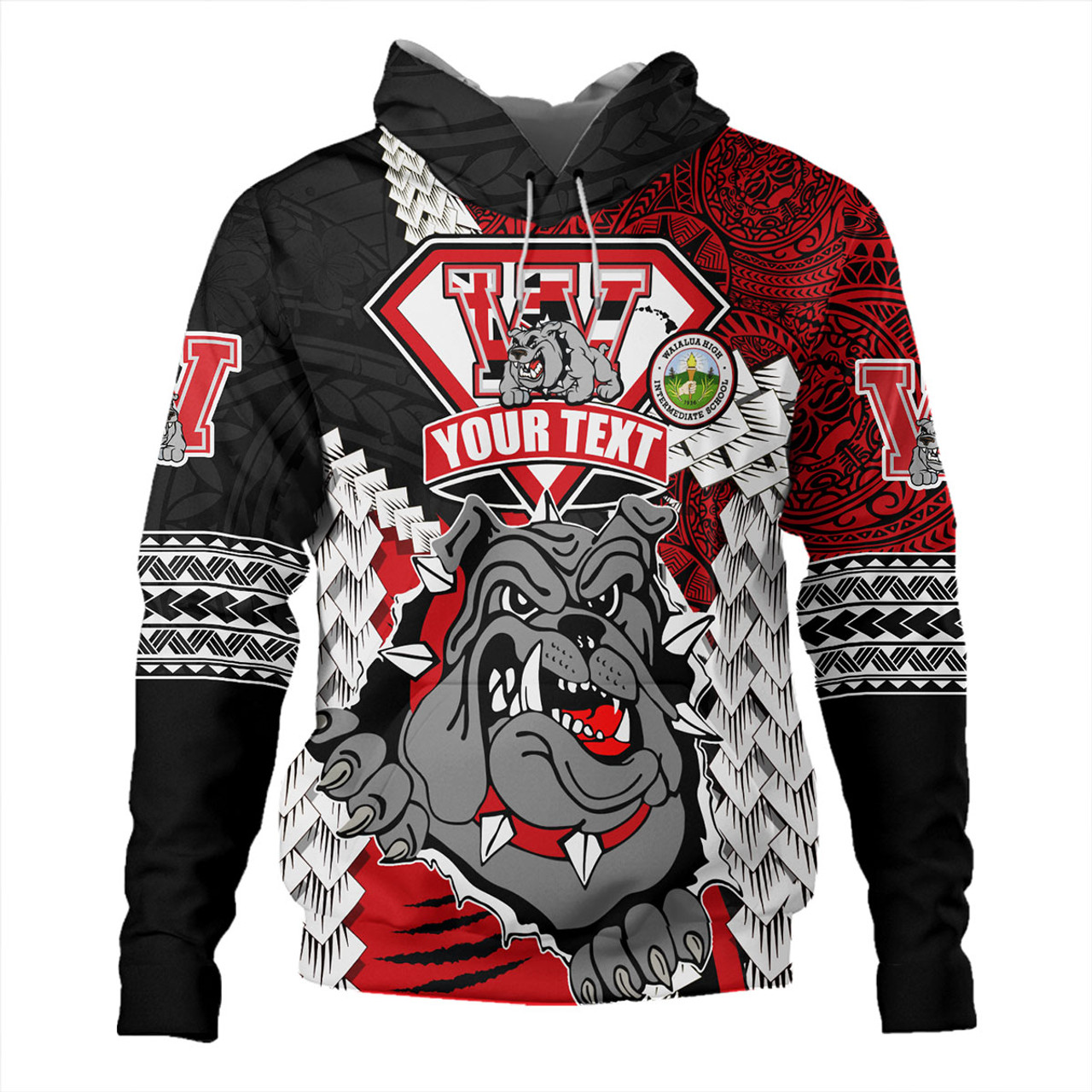 Hawaii Hoodie Custom Waialua High & Intermediate School Bulldogs Pride Polynesian Style