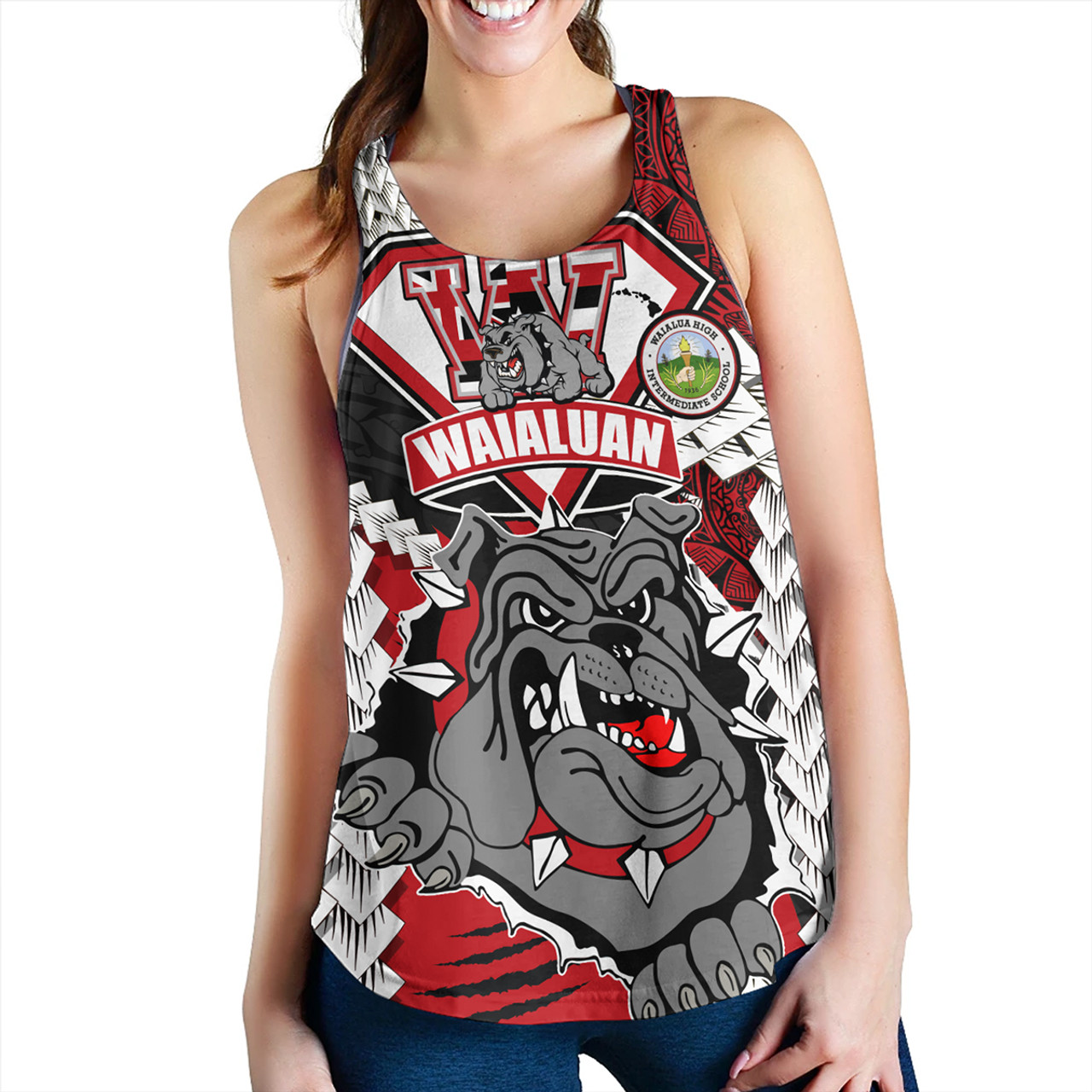 Hawaii Women Tank Custom Waialua High & Intermediate School Bulldogs Pride Polynesian Style