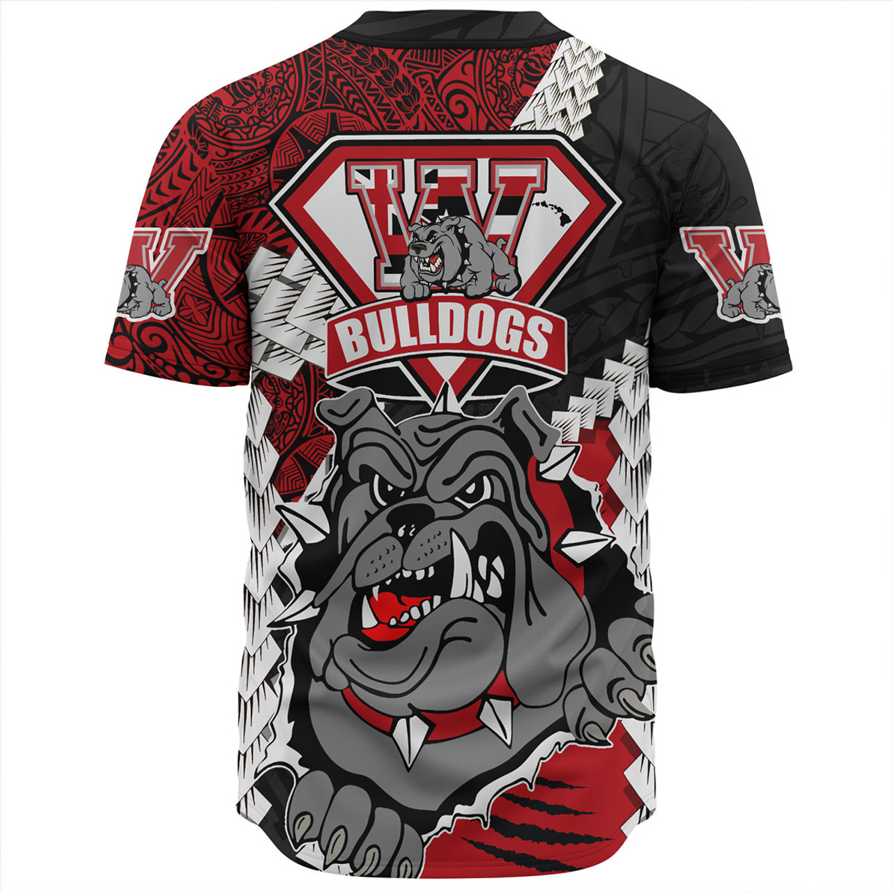 Hawaii Baseball Shirt Custom Waialua High & Intermediate School Bulldogs Pride Polynesian Style
