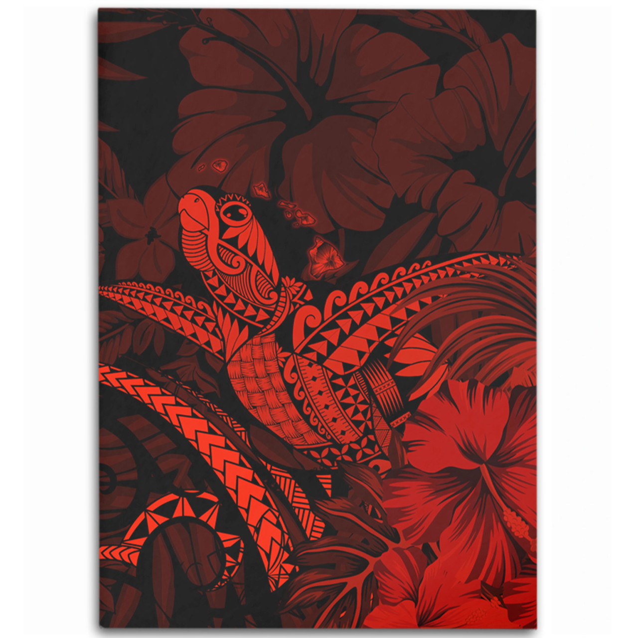 Hawaii Area Rug Turtle Polynesian With Hibiscus Flower