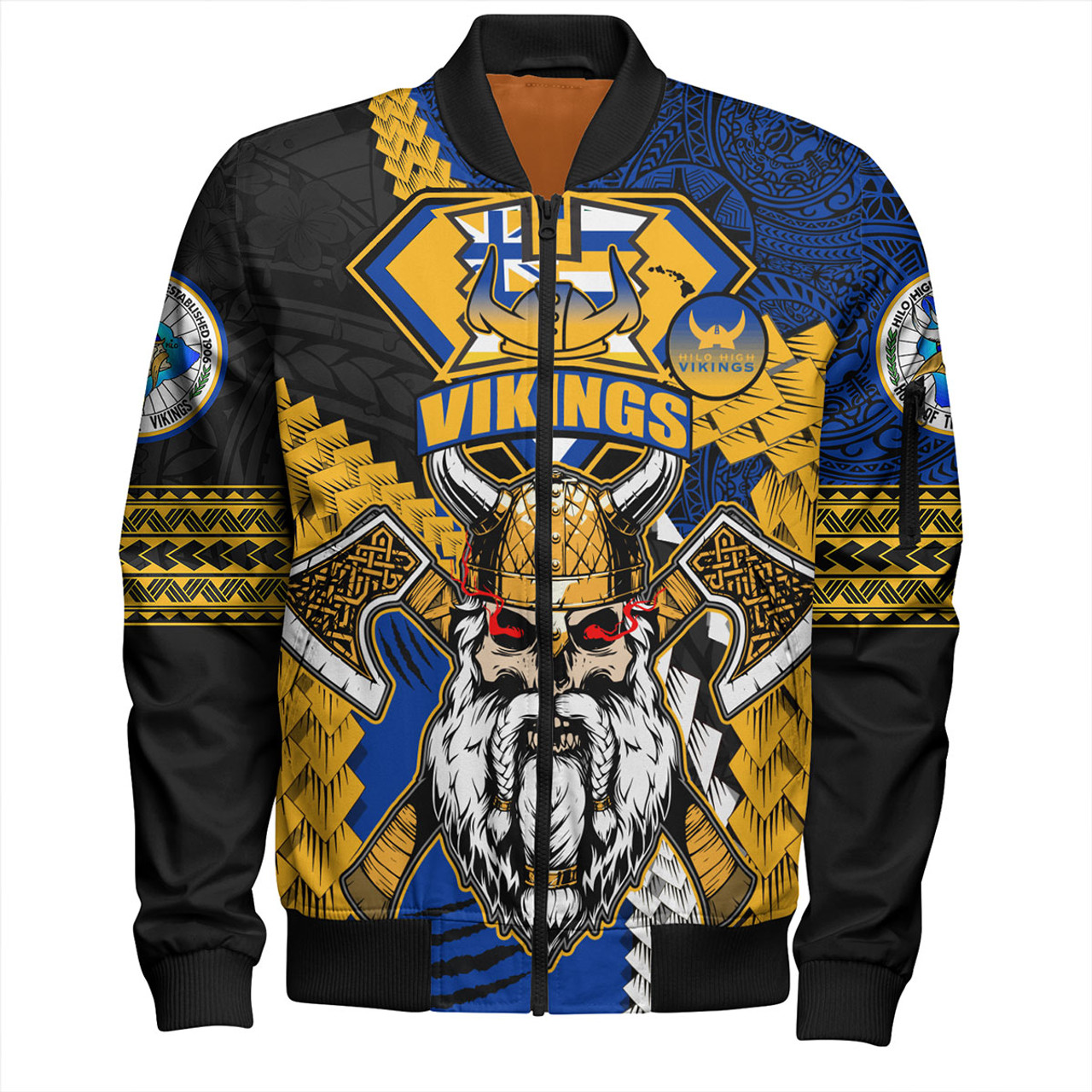 Hawaii Bomber Jacket Custom Hilo High School Home Of The Vikings Polynesian Style