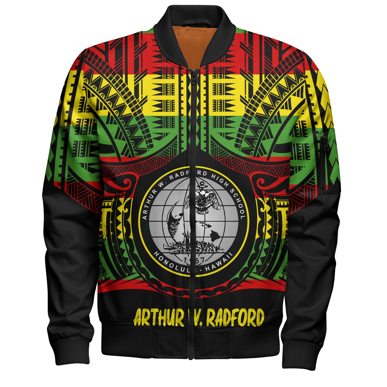 Hawaii Bomber Jacket  Admiral Arthur W. Radford Reggae Color Polynesian